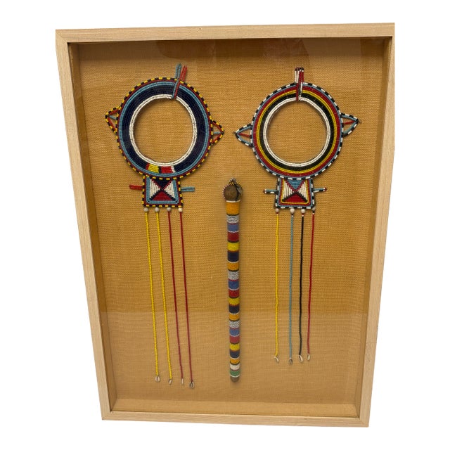 Maasai Vintage Wedding/Bridal Collars and a Walking Stick For Sale