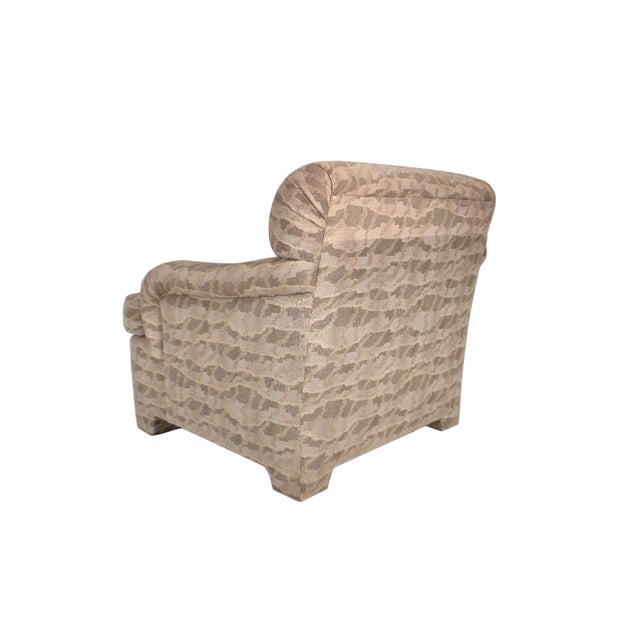 Late 20th Century Pair of Vintage Postmodern Roll Arm Upholstered Club Chairs For Sale - Image 5 of 14