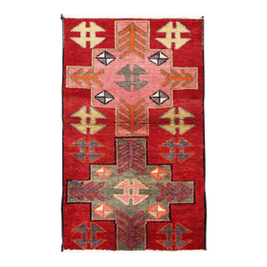 Mid 20th Century Anatolian Hand Knotted Rug With Bold Geometric Motifs – 3' 11'' X 6' 2''