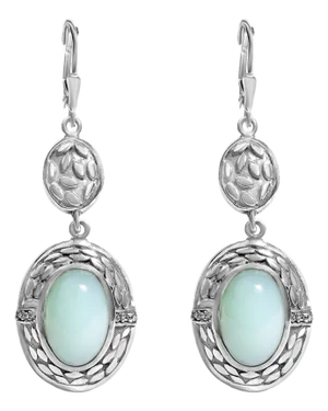 .925 Sterling Silver Chalcedony Diamond Accent Drop and Dangle Earring (K-L Color, I1-I2 Clarity)