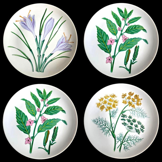 1980s Vintage Horchow Collection Botanical Salad/Dessert Plates, Set of 4 For Sale - Image 5 of 12
