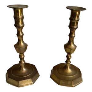 1970s Pair of Brass Candlestick Holders