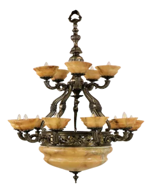 Large Circa 1920 French Neoclassical Alabaster Chandelier