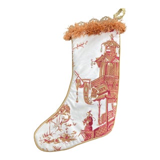 Chinoiserie Print Christmas Stocking For Sale
