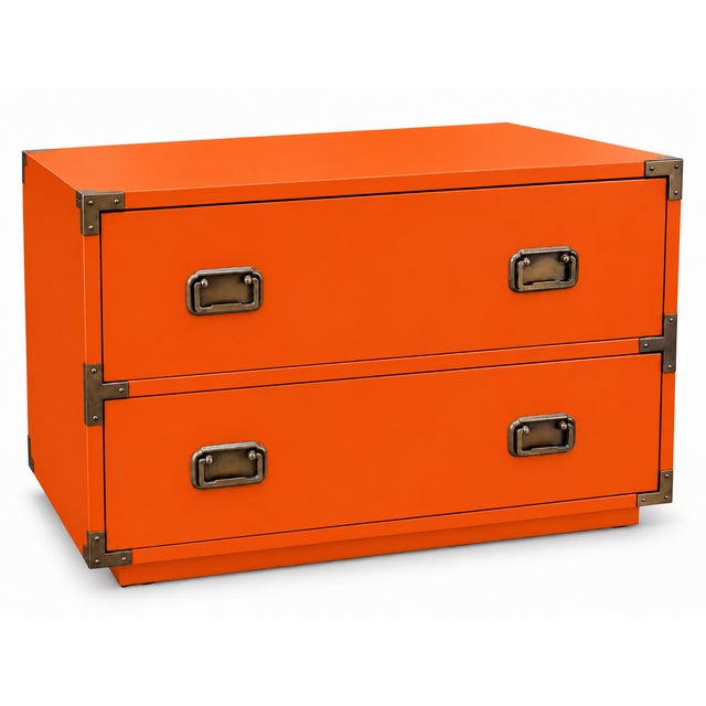 1980s Mid Century Modern Campaign Nightstands - Pair For Sale - Image 5 of 5