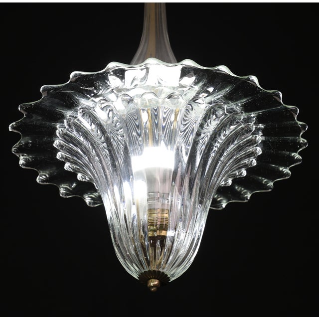 Elegant Art Decò Murano Glass Lantern by Barovier E Toso Pendant Light, 1950 For Sale - Image 11 of 17