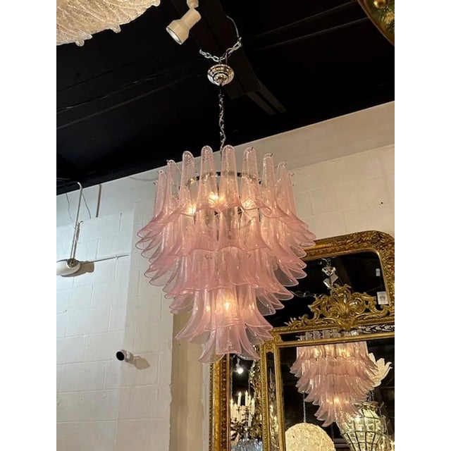 Murano Saddle Waterfall Chandelier in Pink For Sale In Dallas - Image 6 of 7