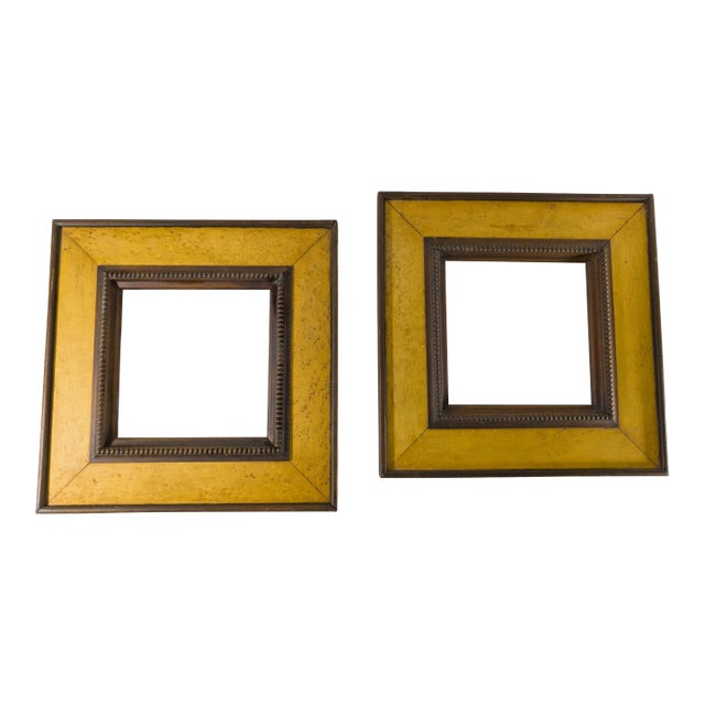 Mid-Century Pair of Birdseye Maple and Walnut Square Picture Painting Frames For Sale