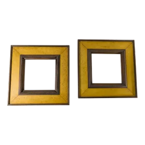 Mid-Century Pair of Birdseye Maple and Walnut Square Picture Painting Frames