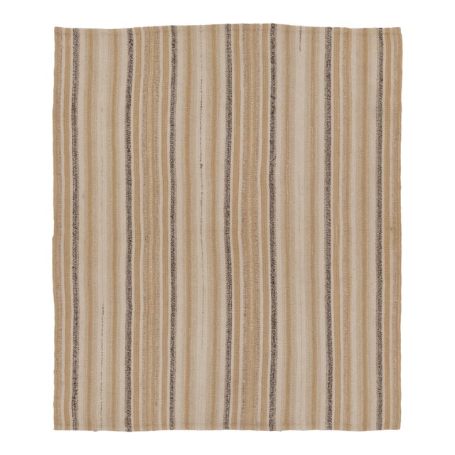 Rug & Kilim's Contemporary Rez Kilim Flatweave Rug With Multi-Stripe Design For Sale