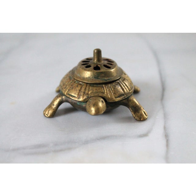 Figurative Vintage Brass Turtle Incense Burner or Trinket Box For Sale - Image 3 of 8