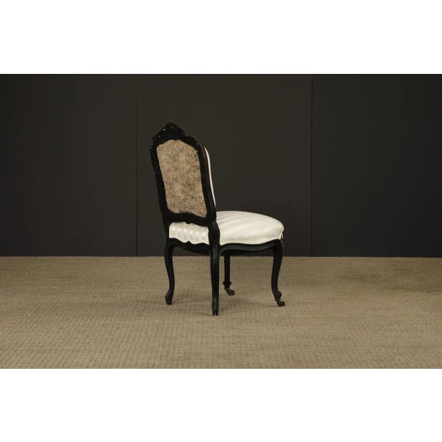 Pair of 1890s French Louis XV Carved, Gilt, Ebonized, and Upholstered Chairs For Sale - Image 11 of 18