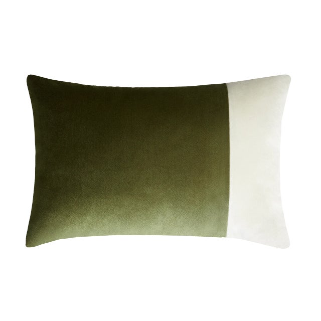 Green and White Double Rectangle Pillow from Lo Decor For Sale