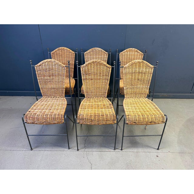 1960s Wicker Chairs from Frederick Weinberg, 1960s, Set of 6 For Sale - Image 5 of 10