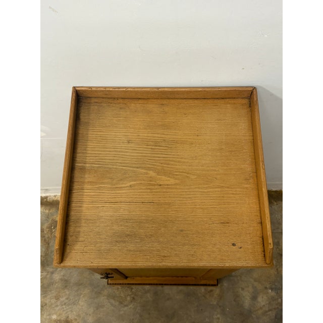 19th Century Antique English Oak Pot Cupboard Nightstand With Inlay Design For Sale - Image 5 of 9