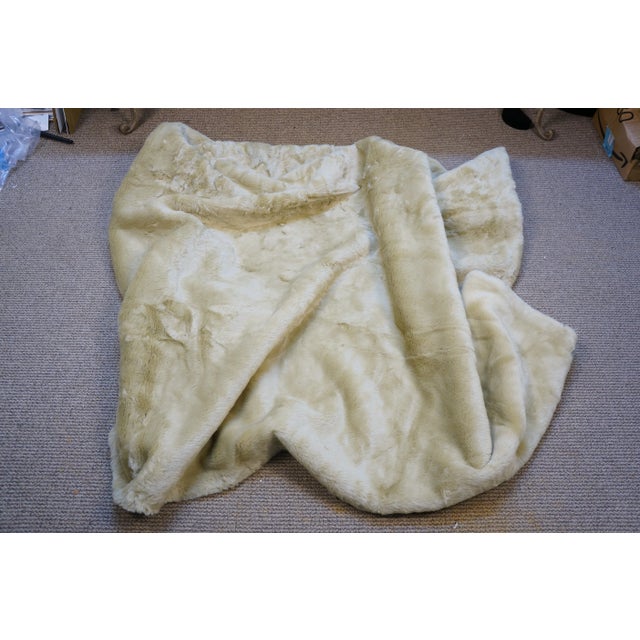 ate 20th Century Chinoiserie Gold Faux Fur Painted Suede Floral Butterfly Throw Blanket 57" X 76" For Sale - Image 9 of 12