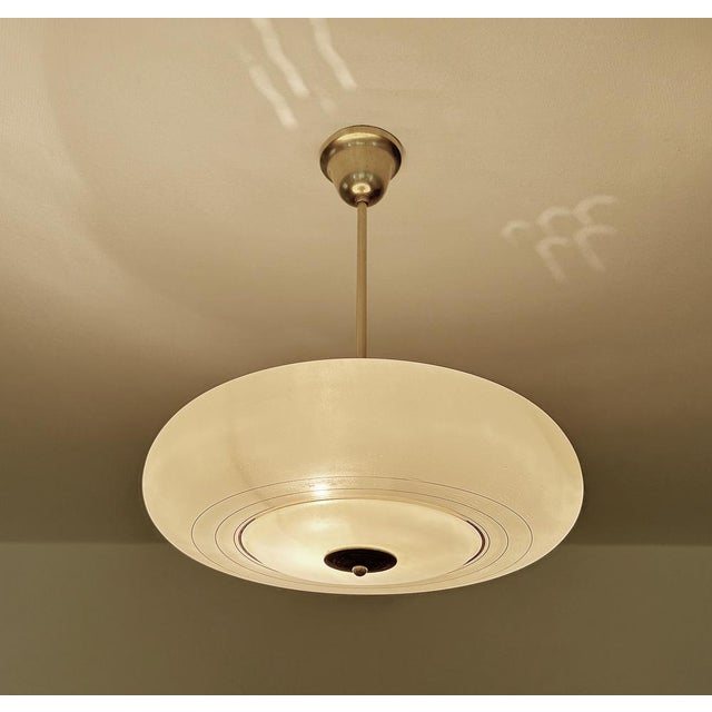 1950s Art Deco Pendant Light in Ivory Glass, 1930s For Sale - Image 5 of 18
