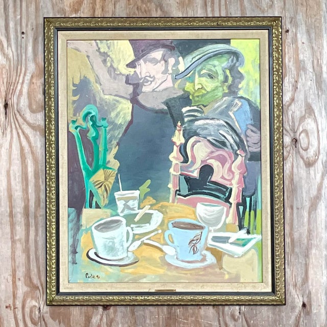 Boho Chic Vintage Boho Original Oil Painting on Canvas Signed For Sale - Image 3 of 6