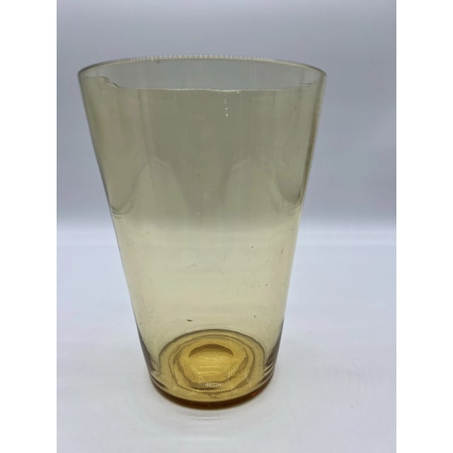 Antique Blown Flint Glass Canary Yellow Large Vase, England, Circa 1860’s For Sale - Image 6 of 10