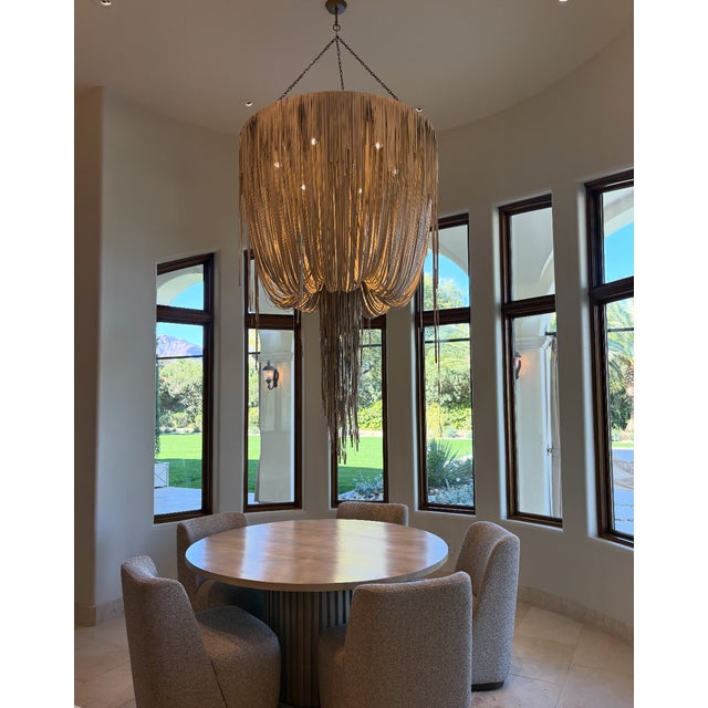 Ngala Trading Co. Large Urchin Leather Fringe Chandelier – Cream Stone Immediate availability. Avoid current 12–16 week...