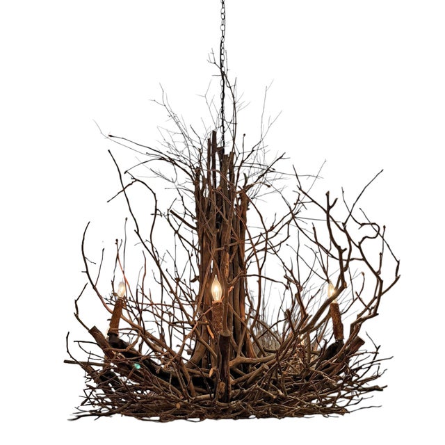 Late 20th Century Late 20th Century Six-Arm Found Twig Chandelier For Sale - Image 5 of 10