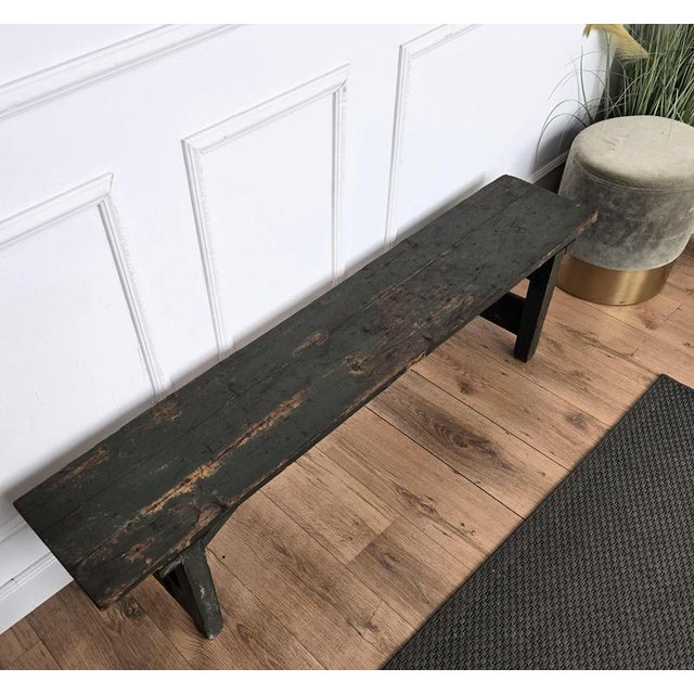 Antique Rustic Italian Farm Country Wooden Bench, 1890s For Sale - Image 6 of 9
