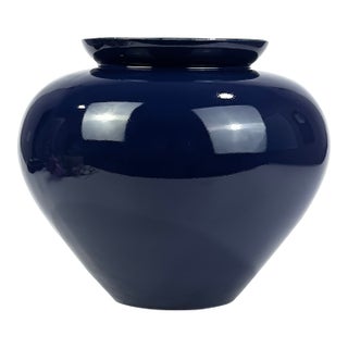 Extra Large Ink Blue Ceramic Vase by Haeger No. 4313. Made in Usa For Sale