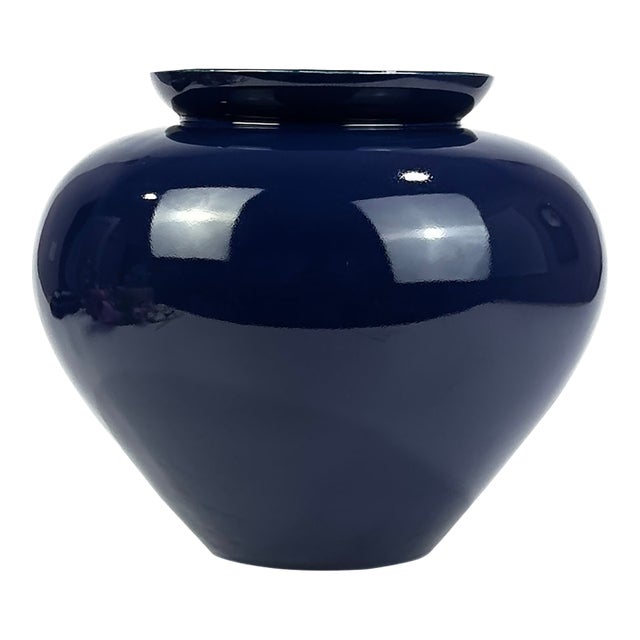 Extra Large Ink Blue Ceramic Vase by Haeger No. 4313. Made in Usa For Sale