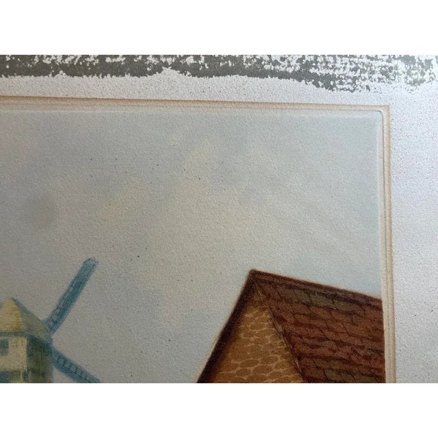 Paint Old Dutch Watermill Etching W/ Aquatint by Van Delft c.1930 For Sale - Image 7 of 12