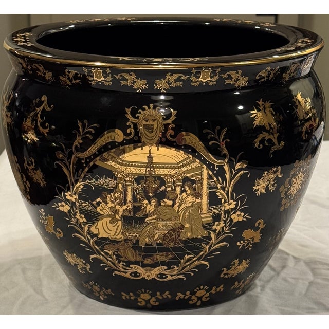 Large Scale 12” Regency Style Cache Pot in the Manner of Versace For Sale - Image 12 of 14