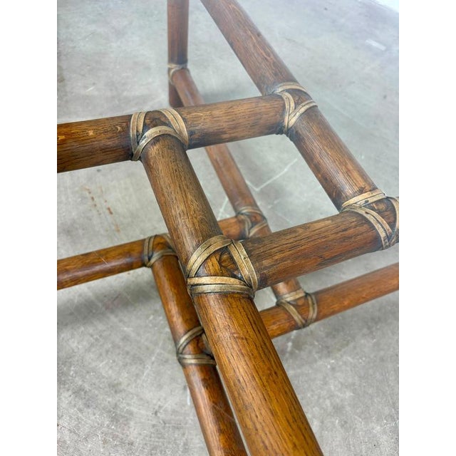 Wood Bamboo and Leather Coffee Table by Frank Kaufeld for McGuire, 1960s For Sale - Image 7 of 10