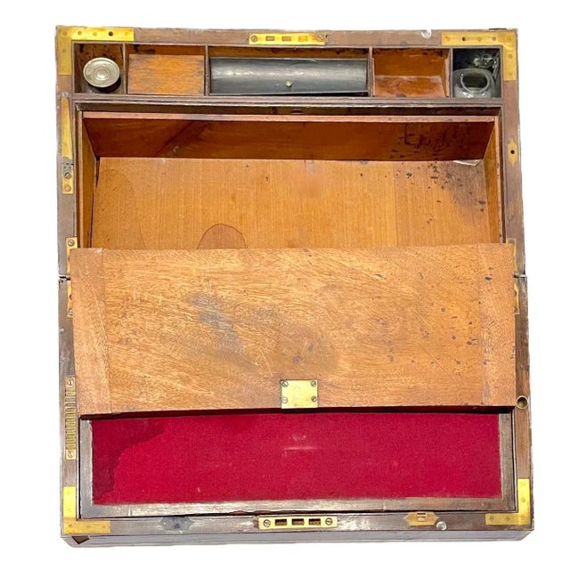 1900 - 1909 Antique Portable Campaign Writing Desk For Sale - Image 5 of 12