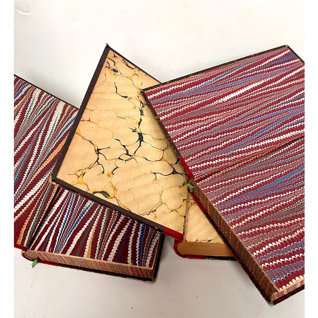 Antique French Red Leather Bound Books - Set of 3 For Sale - Image 11 of 18