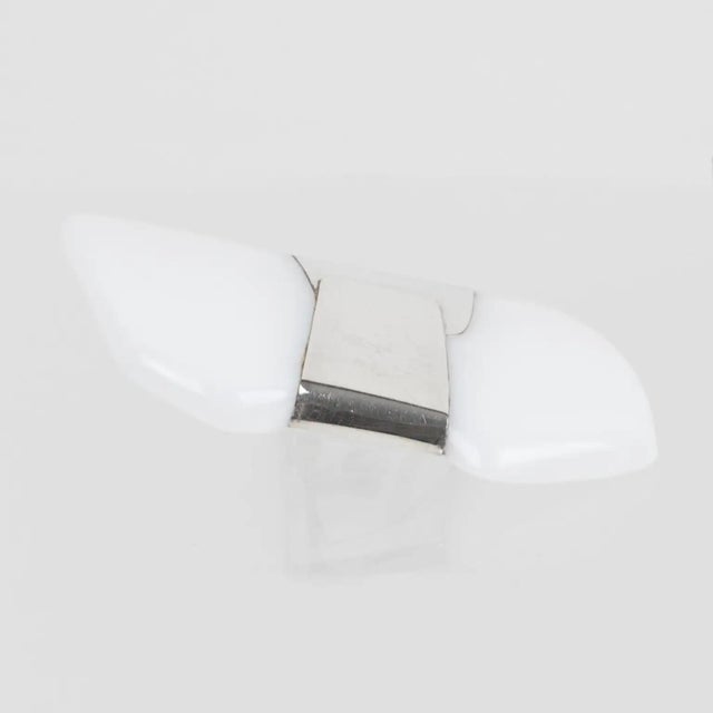 Anne and Frank Vigneri Sterling Silver and White Lucite Clip Earrings For Sale In Atlanta - Image 6 of 6
