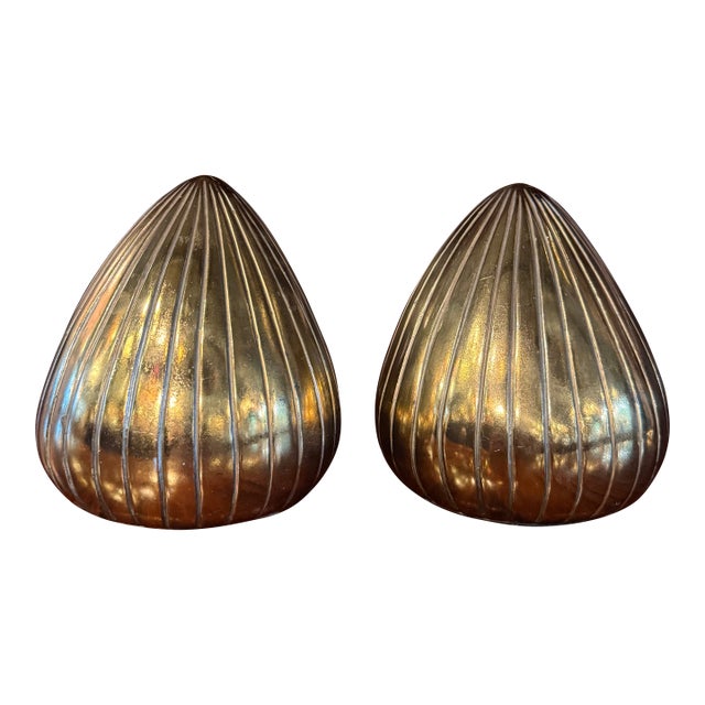 1960s Pair of Brass Teardrop Bookends by Ben Seibel for Jenfred Ware For Sale