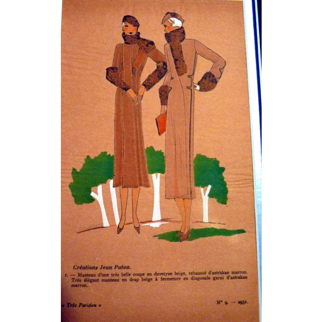 Art Deco Matched Pair of 1931 Jean Patou Art Deco Pochoirs Autumn/Winter Paris Couture For Sale - Image 3 of 4