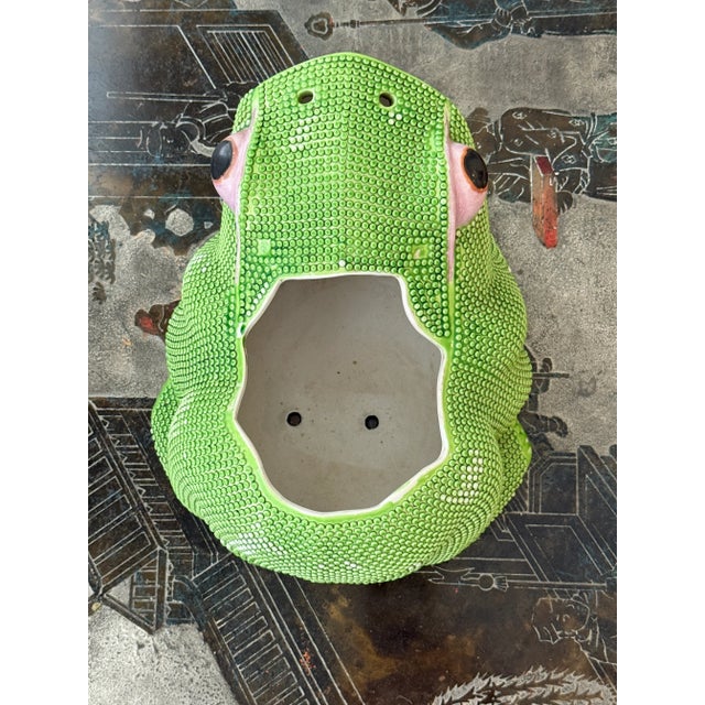 Ceramic Antique Large Chinese Green Frog Planter/Cachepot For Sale - Image 7 of 9
