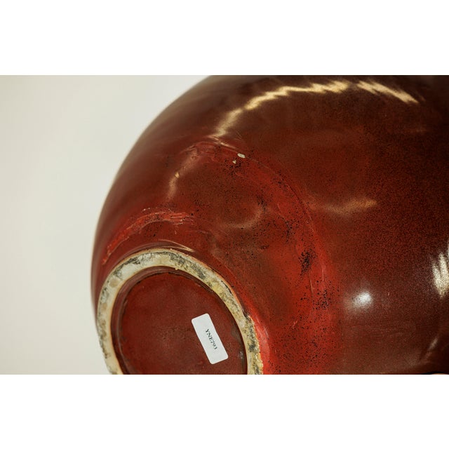 Large Artisan Ceramic Vase in Rich Brown Glaze with Teardrop Silhouette For Sale - Image 13 of 18