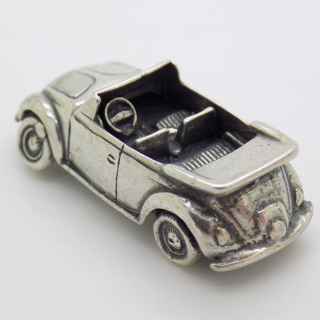 Vintage Italian Handmade Genuine Silver Cabrio Car Convertible Figurine Miniature, Made in Tuscany (Arezzo, Ar, Italy) For Sale - Image 4 of 11