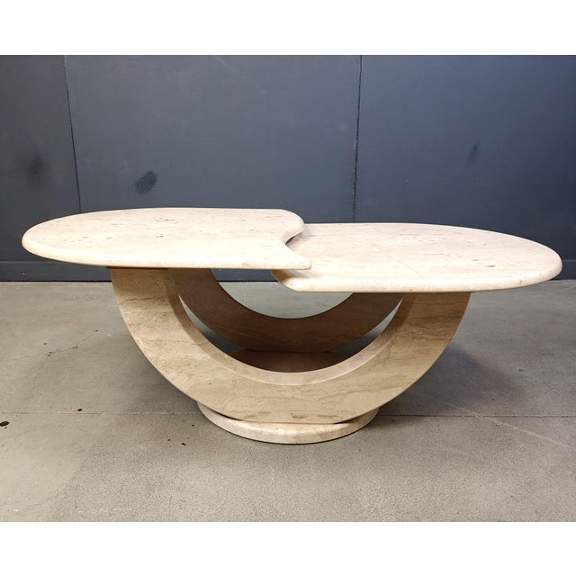 1970s Vintage Two-Tier Travertine Coffee Table, 1970s For Sale - Image 5 of 9