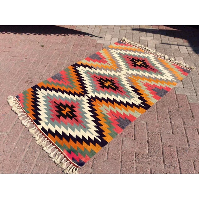 Vintage Turkish Kilim Rug - 42" X 65" For Sale - Image 9 of 9