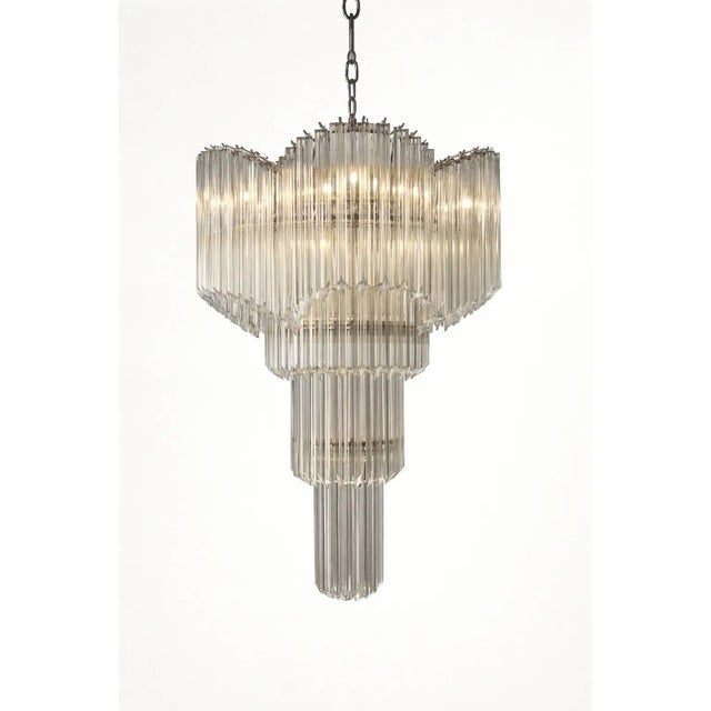 Murano Mid-Century Modern “Décò-Inspired Murano Glass Sputnik Chandelier – Italian ‘Quadriedro Spyral’ Design” For Sale - Image 4 of 6