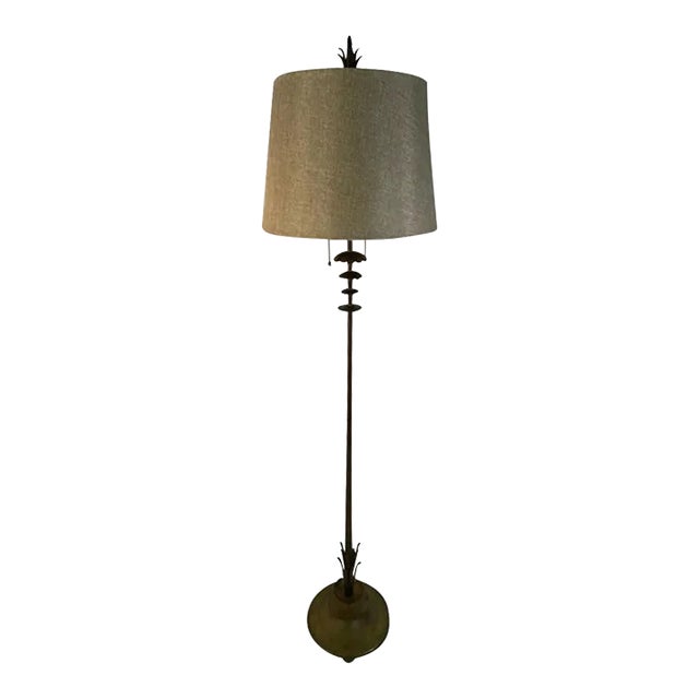 1930s American Art Deco Modernist Flower Form Bronze Floor Lamp by Walter Von Nessen For Sale