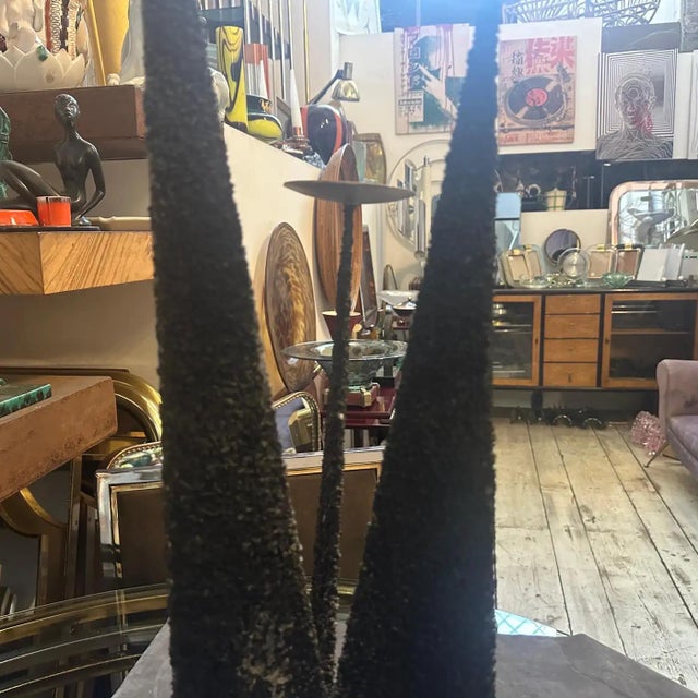 Metal 1980s Brutalist Iron and Brass Italian Three Arms Candelabra For Sale - Image 7 of 11