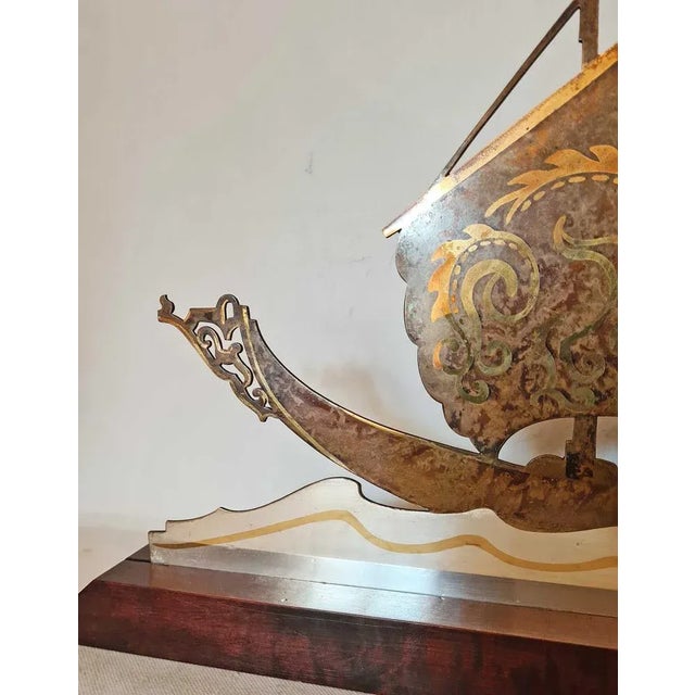 Art Deco Brass Boat Sculpture by L. Gerfaux For Sale - Image 9 of 11