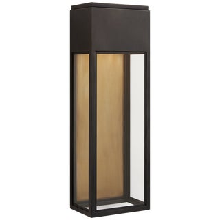 Chapman & Myers for Visual Comfort Signature Irvine Large 3/4 Wall Lantern in Bronze with Clear Glass For Sale