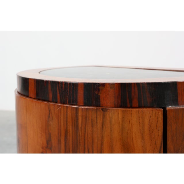 Art Deco Walnut and Marble Nightstands, Italy, 1920s, Set of 2 For Sale - Image 12 of 18