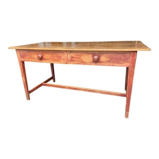 Early 20th Century Antique Two Tone Two Drawer Center Console Table Desk For Sale