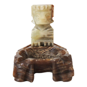 Vintage Hand-Carved Onyx Stone Tiki or Totem Ashtray