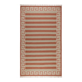 Part & Parcel Goods Wool Stripe Rug, 5' x 8', Celadon, Topaz and Eggshell For Sale